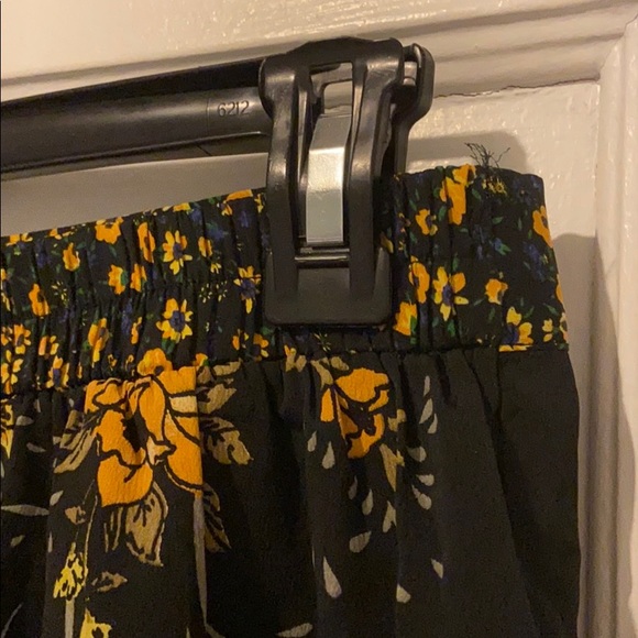 Black Flowy Shorts with Yellow and Blue Flowers - Picture 4 of 5